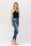High Rise Released Distressed hem Crop Skinny