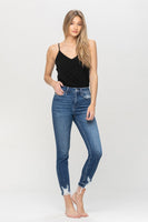 High Rise Released Distressed hem Crop Skinny
