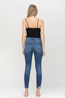 High Rise Released Distressed hem Crop Skinny