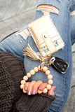 Leopard Beaded Key Ring Wallet Bracelet