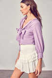 Front Tie Long Sleeve Top