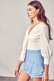 Front Tie Long Sleeve Top
