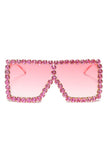 Women Square Oversize Rhinestone Sunglasses