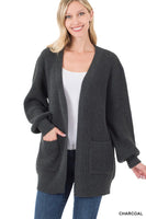 Low Gauge Waffle Open Cardigan Sweater