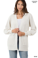 Low Gauge Waffle Open Cardigan Sweater