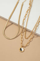 Three row herringbone chain choker and Yin Yang