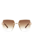 Oversize Rimless Square Fashion Sunglasses