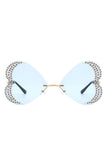 Rimless Butterfly Tinted Fashion Women Sunglasses