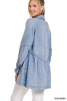 Chambray Shirt Mini Dress With Pockets