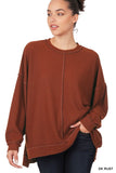 Brushed Waffle Oversized Exposed Seam Sweater