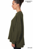Brushed Waffle Oversized Exposed Seam Sweater