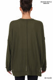 Brushed Waffle Oversized Exposed Seam Sweater