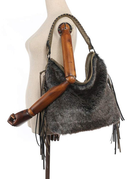 Oversize Hobo Bag for Women Fringe Fur purse