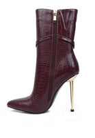 Nicole Croc Patterned High Heeled Ankle Boots