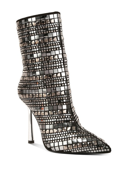 Extravagance Mirror Embellished Stiletto Boots
