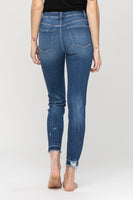 High Rise Released Distressed hem Crop Skinny
