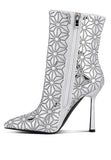 Precious Mirror Embellished High Ankle Boots