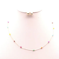 MULTI COLORED BEAD CHARM NECKLACE SET