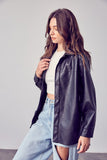 FAUX LEATHER BUTTON DOWN TOP