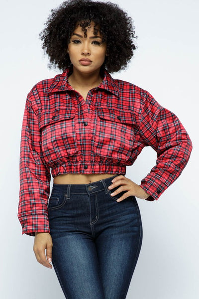 PADED PLAID JACKET