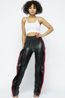 SIDE LEG DETAIL PU PANTS