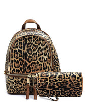 Leopard Print Textured Backpack