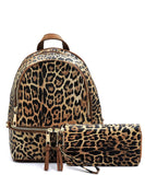 Leopard Print Textured Backpack