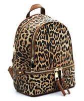Leopard Print Textured Backpack