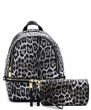 Leopard Print Textured Backpack