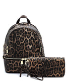 Leopard Print Textured Backpack