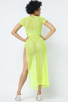 SIDE CUTOUT DETAIL FISHNET COVER UP