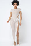 SIDE CUTOUT DETAIL FISHNET COVER UP
