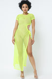 SIDE CUTOUT DETAIL FISHNET COVER UP