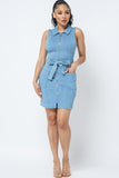 FRONT ZIPPER DENIM DRESS