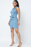 FRONT ZIPPER DENIM DRESS