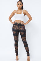 SNAKE PRINT SKINNY PANTS WITH BACK POCKETS