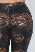 SNAKE PRINT SKINNY PANTS WITH BACK POCKETS