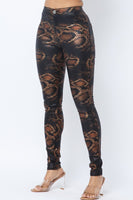 SNAKE PRINT SKINNY PANTS WITH BACK POCKETS