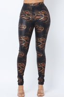 SNAKE PRINT SKINNY PANTS WITH BACK POCKETS