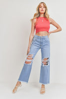 KNEE BLOW WIDE LEG JEANS