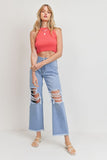 KNEE BLOW WIDE LEG JEANS