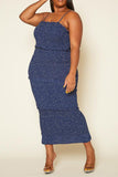 Plus Size Shirred Polka Dot Maxi Dress