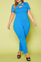 Plus Size Solid Cross Front Jumpsuit