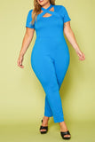 Plus Size Solid Cross Front Jumpsuit