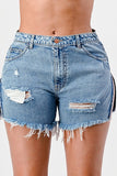 Side slid denim shorts