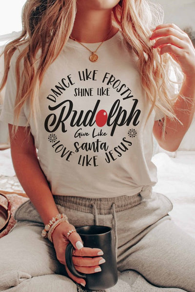 FROSTY RUDOLPH JESUS GRAPHIC TEE