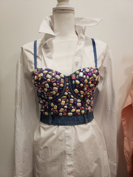 Denim Bedazzled Bustier