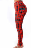 Red plaid skinny jeans