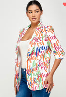 White cursive blazer