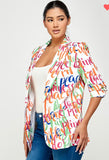 White cursive blazer